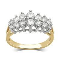 1. Carat T.W. Dijamantni 14KT prsten za obljetnicu žutog zlata