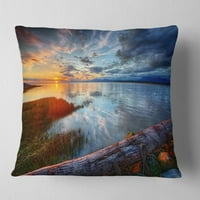 Dizajnerski šareni riječni zalazak sunca s jastukom od balvana uz more-16.16
