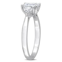 Miabella Women's 1- Carat T.G.W. Octagon i trilliant-rezani rosa White stvorili su moissanite sterling srebrni zaručnički prsten