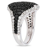 Miabella 2- Carat T.W. Crno -bijeli dijamant 14K prsten od bijelog zlata