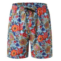 Muške ljetne kratke hlače za plažu s elastičnim pojasom S vezicama i džepovima, Ležerne modne kratke hlače s blagdanskim printom
