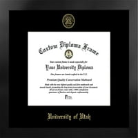Sveučilište u Utahu 11 vata 8,5 h Manhattan, crni jednoslojni okvir za diplomu sa zlatnim utiskivanjem i bonus litografijom slika