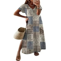 Ženska haljina s boho printom Plus size kaftan ljetna ležerna haljina za plažu bez rukava za opuštanje