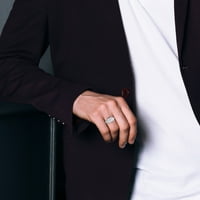 Muški prsten od ružičastog zlata od 10 karata s dva dijamanta od 15 karata s rebrastom drškom