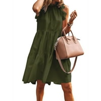 Ženska haljina bez rukava s volanima široka Mini haljina ležerna ljetna haljina