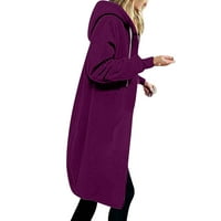 Ženske jakne A. D. Plus Size Ženska jednobojna jakna s izolacijom i runom zimski ležerni dugi džemper s patentnim zatvaračem s džepom