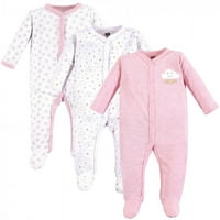 Hudson Baby, za novorođene djevojčice Cotton Snap Sleep and Play 3pk, Ružičasti oblaci, 6 mjeseci
