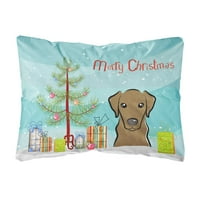 Jastuk za bacanje od platna od božićnog drvca s božićnim drvcem i čokoladnim Labradorom, 12.16.16