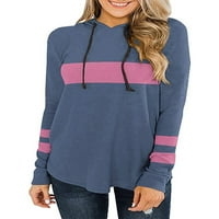 Ležerne majice dugih rukava za žene tunika pulover dukserice ležerna majica s kapuljačom bluza vrhovi plave i ružičaste boje 3 inča