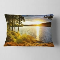 Dizajn prekrasan pogled na zalazak sunca nad jezerom - pejzažni tiskani jastuk za bacanje - 12x20