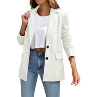 Jesenske jakne za žene, topla kožna biciklistička jakna, gornja jakna s patentnim zatvaračem, kratka jakna s reverom, vuneni zimski