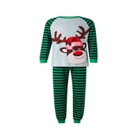 Pidžama Set za roditelje i djecu, Božićni topići s crtanim Losovim uzorkom + prugaste hlače, obiteljski Komplet odjeće