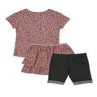 Djeca iz Ganimals Girls Graphic Tee, Bermudske kratke hlače i suknja, 3-komadića set, veličine 4-10