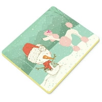 Ružičasta pudlica snjegovića božićna kuhinja ili prostirka za kupanje 24x36