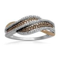 Carat T.W. Bijeli i šampanjac Dijamant 18kt zlato preko srebrnog modnog prstena sterling