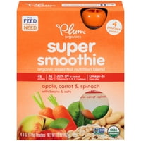 Plum Organics Super Smoothie Apple, mrkva i špinat Organic Essention Nutrition mješavina, Oz, CT