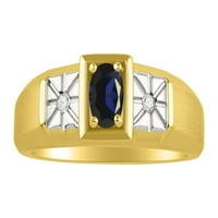 * Klasični prsten s prekrasnim plavim safirom i dijamantom-rujanski kamen rođenja*; 14k pozlaćeno žuto zlato-srebro