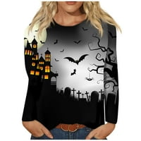 Ženska majica s grafičkim printom, puloveri, majice s printom šišmiša i bundeve, Ležerne majice širokog kroja, odjeća za Noć vještica