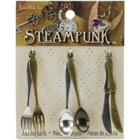 Starinski Steampunk srebrni i zlatni set pribora za jelo s privjescima