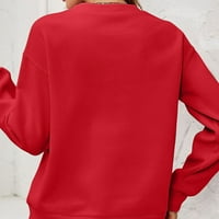 Božićne Dukserice za žene pulover Božićni džemper jesen / zima dukserica s plišanim printom crvena Aboula