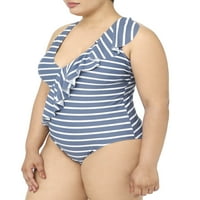 Terra & Sky Women's Plus Wide Stripe Stripe jedan kupaći kostim
