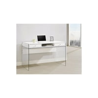 Moderni metalni pisaći stol s staklenim zidovima, prozirnim i bijelim