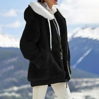Ženska jakna s kapuljačom sa šerpom, zimski topli kaput s kapuljačom s patentnim zatvaračem dugih rukava, gornja odjeća s džepom,