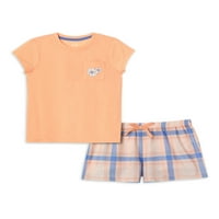 Wonder Nation Girls kratki rukavi i kratke hlače za spavanje set pidžama, 2 komada, veličine 4- & Plus