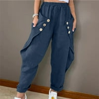 Ženske Ležerne hlače udobne modne ženske široke obične Ležerne hlače s velikim džepovima