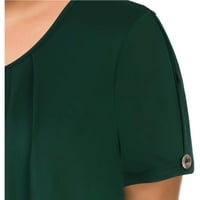 + Majice za žene, jednobojne, Plus veličine, Nabrane, naborane, kratkih rukava, nepravilne majice, Ženski vrhovi u zelenoj boji
