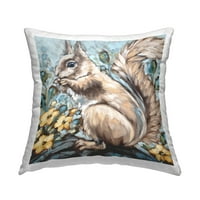 Stupell Industries Squirrel Cvjetna priroda Prices tiskani dizajn jastuka za bacanje Sara G. Dizajn