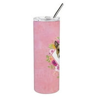 _4188 tajlandski Ridgeback ružičasti cvjetovi čaša za mršave od nehrđajućeg čelika, unca, višebojna