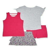 Pink Velvet Girls modni vrhovi, kratke hlače i suknja, četverodijelni set, veličine 4-12