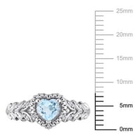 Miabella Ženska karat T.G.W. Nebesko plavi topaz i dijamantni naglasak 10kt bijelo zlato halo srčani prsten