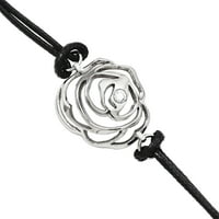 Narukvica s cvijetom od nehrđajućeg čelika i kožnim kabelom, s produžnim kabelom