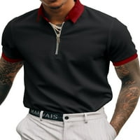 Muški ljetni topovi, majice s patentnim zatvaračem, polo majica kratkih rukava, ležerna majica, sportski pulover, crvena, crna, 2