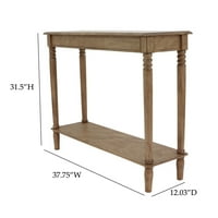 Jednostavan drveni konzolni stol s policom, starinski bijeli završetak