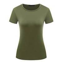 Ženske poslovne casual majice s okruglim vratom jednobojna bluza kratkih rukava Ležerne majice jednobojne majice za žene