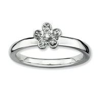 Dijamantni cvjetni prsten od srebra