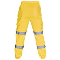 Teretne hlače za muške Casual hlače, prošivene srebrne plišane tajice s reflektirajućom prugom, žute boje na lumenu