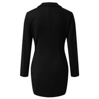 Kaput za žene zimska rasprodaja modna ženska jednobojna dvoredna haljina s prednjim gumbom, opremljena haljina u crnoj boji