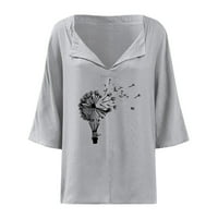 Uskrsna majica kratkih rukava i majica s kratkim rukavima u obliku slova U, majice s majicama, ležerni Print, Siva u obliku slova