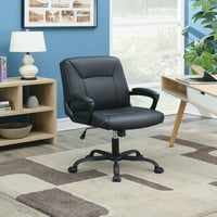 Uredska stolica podesiva po visini s podstavljenim naslonima za ruke, ergonomska radna stolica, udobna radna stolica od PU kože s