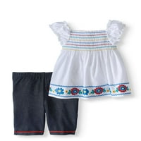 TODDLER Girl Baby Doll Top & Pleteni biciklističke kratke hlače, Outfit Set