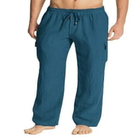 ; Muške hlače s elastičnim strukom, Ležerne ljetne jednobojne hlače s džepovima, tamnoplave hlače od 5 inča