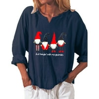 Prevelike majice za žene, ženske modne božićne široke Ležerne majice s izrezom u obliku slova u i dugim rukavima, bluze, vrhovi u