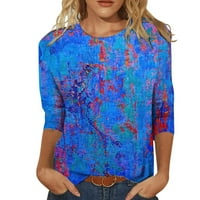 Ženske majice s rukavima U donjem rublju, majice sa slatkim printom leptira, Ležerne široke lagane majice, bluze,plava u donjem dijelu