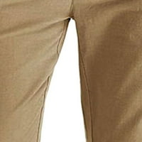 Pokloni za tatu, Plus size poslovne široke hlače s elastičnim strukom, obične teretne hlače u zelenoj boji, Muška kava 14