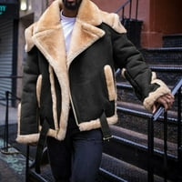 Muški casual teški kaput jakna s reverom topla zimska gornja odjeća s dugim rukavima obložena runom