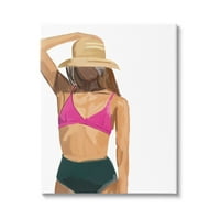 Stupell Industries, ljetna djevojka na plaži sa sunčanim šeširom, galerija slika na obali, tisak na platnu, zidna umjetnost